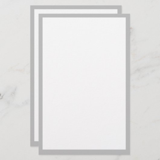 Grijze Rand Zilveren Grijs Wit Aangepaste Kleur Briefpapier (Voorkant / Achterkant)
