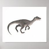 Grijze Raptor Dinosaurius Kinderkamer Poster (Voorkant)