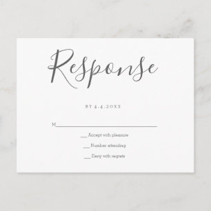 Grijze reactie bruiloft rsvp briefkaarten