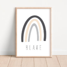 Grijze regenboognaam Nursery Decor Poster
