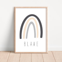 Grijze regenboognaam Nursery Decor Poster