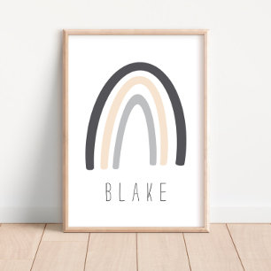 Grijze regenboognaam Nursery Decor Poster