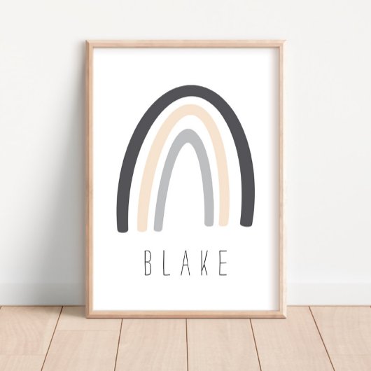 Grijze regenboognaam Nursery Decor Poster