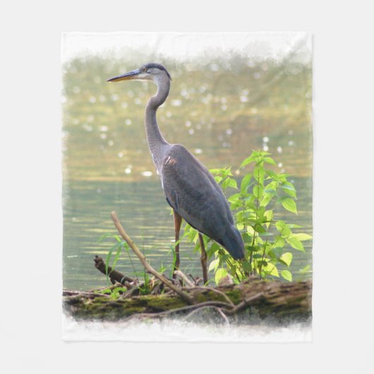 Grijze Reiger 1 Fleece Deken (Voorkant)