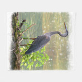 Grijze Reiger 1 Fleece Deken (Voorkant (Horizontaal))