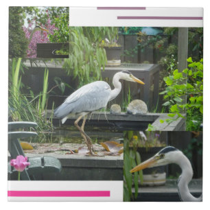 Grijze Reiger Collage Keramische Tegels Tegeltje