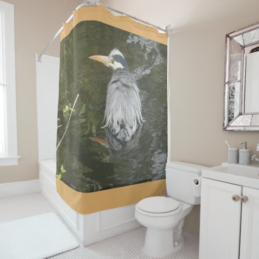 Grijze Reiger Douchegordijn (In situ)