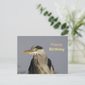 Grijze Reiger Gelukkige Verjaardag Ansichtkaart Briefkaart (Staand voorkant)