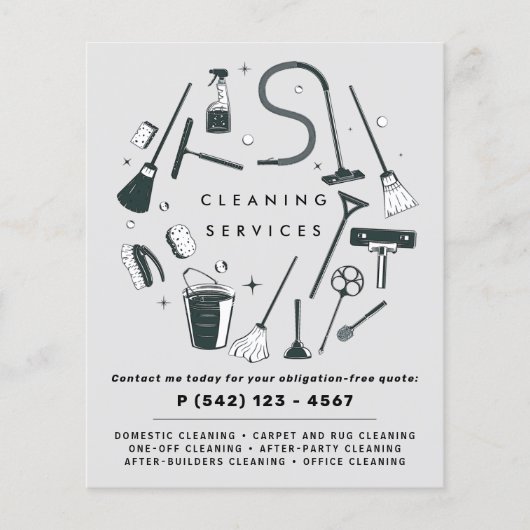 Grijze reiniging flyer (Voorkant)