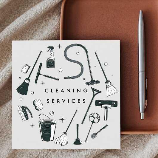 Grijze reiniging vierkante visitekaartje