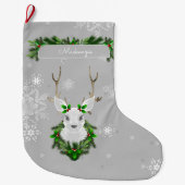 Grijze rendieren stoppen grote kerstsok (Voorkant)