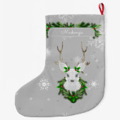 Grijze rendieren stoppen grote kerstsok (Achterkant)