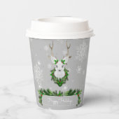 Grijze rendierpapierbeker papieren bekers (Achterkant)