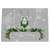 Grijze rendiertas groot cadeauzakje (Voorkant)