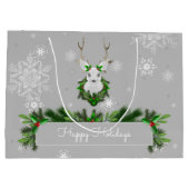 Grijze rendiertas groot cadeauzakje (Achterkant)