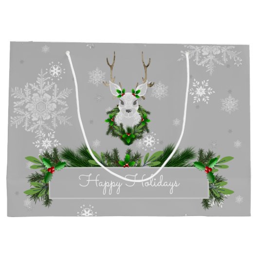 Grijze rendiertas groot cadeauzakje (Achterkant)