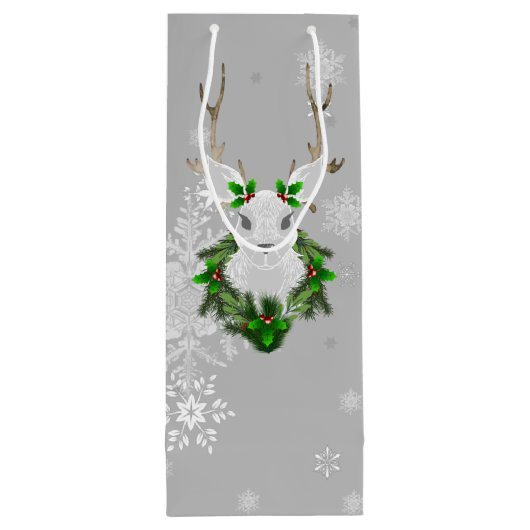 Grijze rendierwijn Gift Bag Wijn Cadeautas (Achterkant)