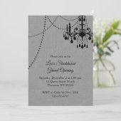 Grijze restaurantopening met Chandelier Kaart (Staand voorkant)