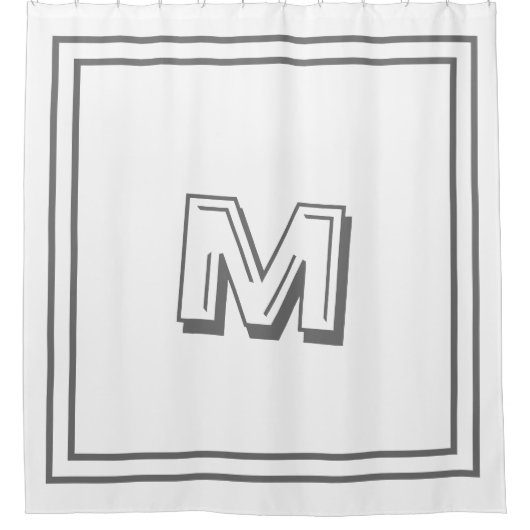 Grijze Retro Script Monogram Initiaal Aangepaste N Douchegordijn (Voorkant)
