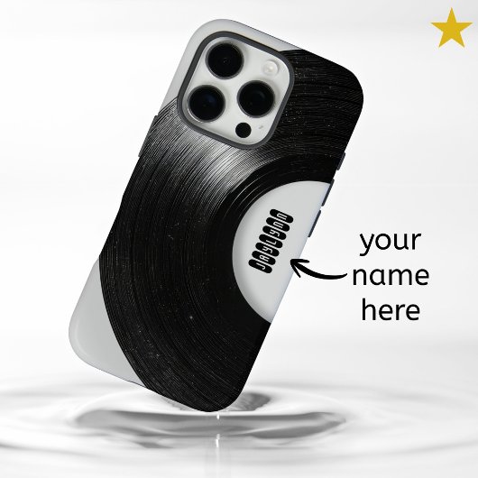 Grijze Retro Vinylen Plaat Met Aangepaste Naam Case-Mate iPhone Case
