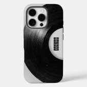 Grijze Retro Vinylen Plaat Met Aangepaste Naam Case-Mate iPhone Case (Achterkant)