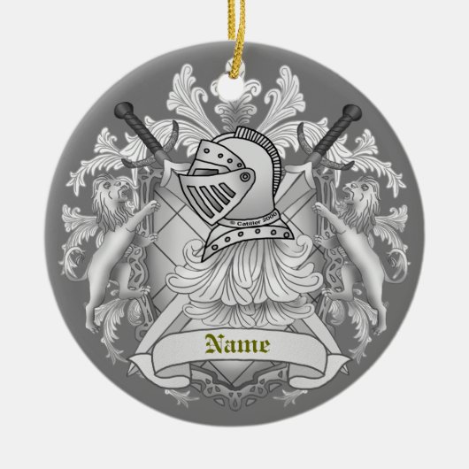 Grijze Ridder Familie Wapen Voornaamwoord Sieraad Keramisch Ornament (Voorkant)