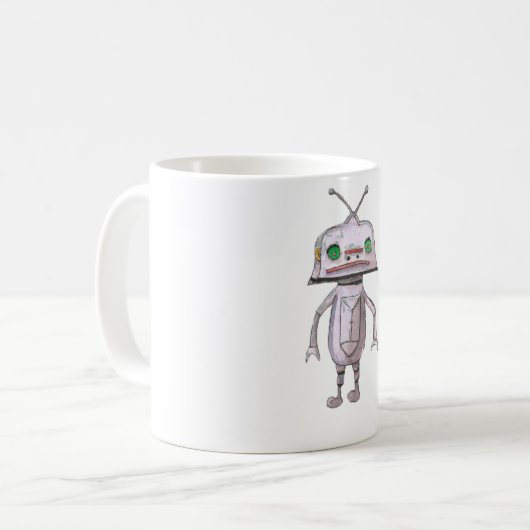 Grijze Robot 11 oz Klassieke witte Mok (Voorkant links)