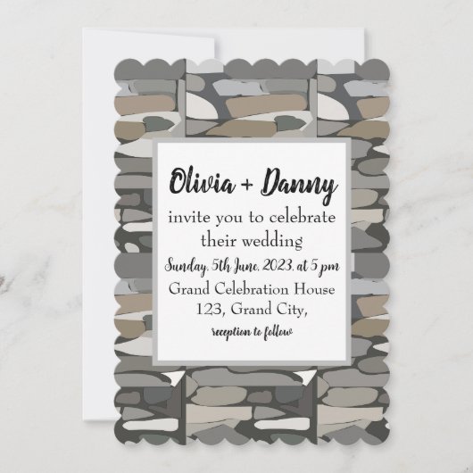 Grijze Rock Stone Patroon Bruiloft uitnodiging (Voorkant)