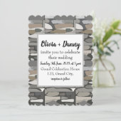 Grijze Rock Stone Patroon Bruiloft uitnodiging (Staand voorkant)