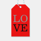 Grijze Rode Achtergrond Liefde Bruiloft Cadeaulabel (Voorkant)