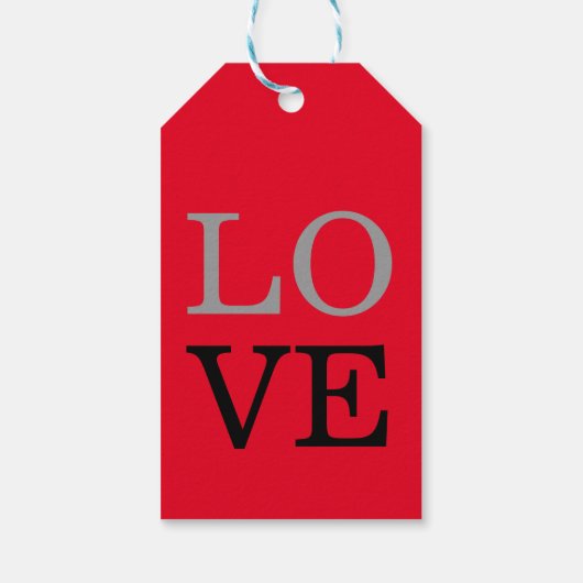 Grijze Rode Achtergrond Liefde Bruiloft Cadeaulabel (Achterkant)