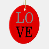 Grijze Rode Achtergrond Liefde Bruiloft Keramisch Ornament (Rechts)