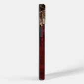 Grijze rode bloemgouddruppels Glittermonogram Case-Mate iPhone Case (Achterkant / Rechts)