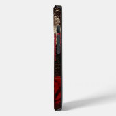 Grijze rode bloemgouddruppels Glittermonogram Case-Mate iPhone Case (Achterkant / Links)