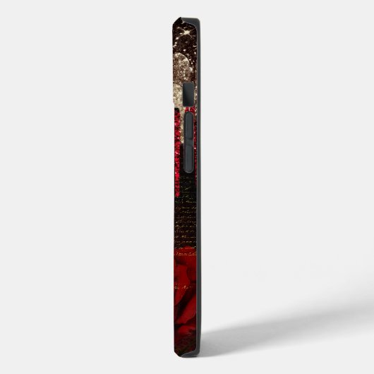 Grijze rode bloemgouddruppels Glittermonogram Case-Mate iPhone Case (Achterkant / Links)