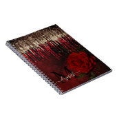 Grijze rode bloemgouddruppels Glittermonogram Notitieboek (Rechterzijde)