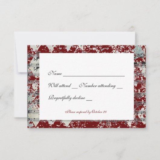 grijze rode Chevron Music rsvp met enveloppen (Voorkant)