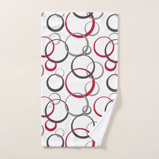 grijze rode cirkels wit bad handdoek (Handdoek)