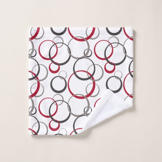 grijze rode cirkels wit bad handdoek (Wasdoekje)