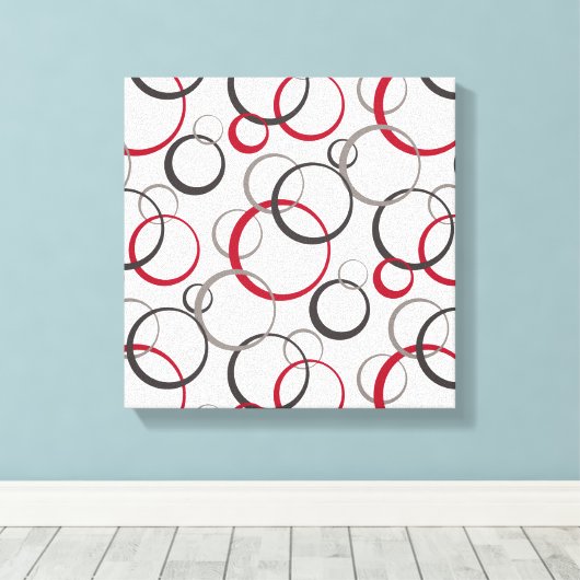grijze rode cirkels wit canvas afdruk (Insitu (Houten vloer))