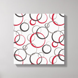 grijze rode cirkels wit canvas afdruk