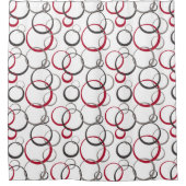 grijze rode cirkels wit douchegordijn (Voorkant)