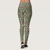 Grijze, rode en groene bloemen leggings (Achterkant)
