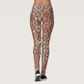Grijze, rode en zwarte bloemen met patronen leggings (Achterkant)