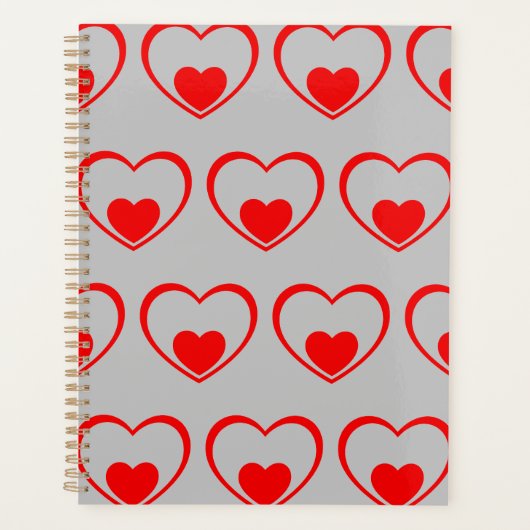 Grijze rode harten planner (Voorkant)