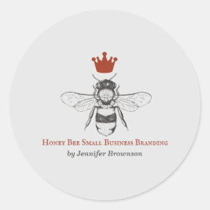 Grijze Rode Honingraat Kroon Queen Bee Ronde Sticker