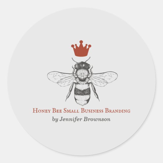 Grijze Rode Honingraat Kroon Queen Bee Ronde Sticker (Voorkant)