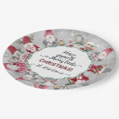 Grijze rode kabouters Vrolijke kleine kerst sneeuw Papieren Bordje (Gekanteld)