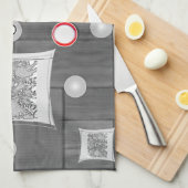 grijze rode keukenhanddoek (Quarter Fold)