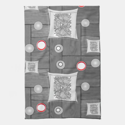 grijze rode keukenhanddoek (Verticaal)